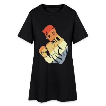 Retro Boxer - Frauen T-Shirt-Kleid - Schwarz - Vorne