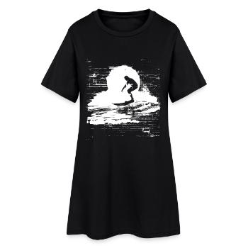 Surfing Skizze - Frauen T-Shirt-Kleid - Schwarz - Vorne