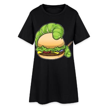 Raupe Cheeseburger - Frauen T-Shirt-Kleid - Schwarz - Vorne