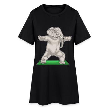 Elefant Yoga Fitness Gymnastik - Frauen T-Shirt-Kleid - Schwarz - Vorne