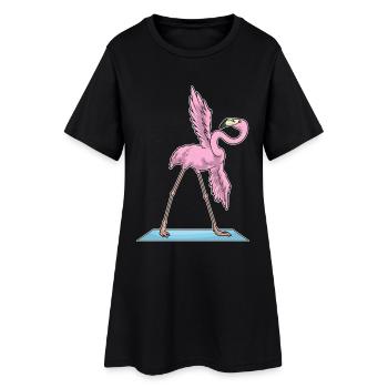 Flamingo Yoga Fitness Gymnastik - Frauen T-Shirt-Kleid - Schwarz - Vorne