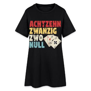 Kartenspiel Skat Spruch Achtzehn Zwanzig Zwo Null - Frauen T-Shirt-Kleid - Schwarz - Vorne