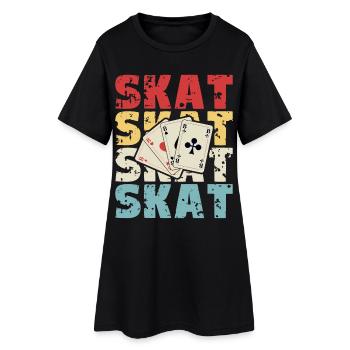 Skat Karten Retro Design - Frauen T-Shirt-Kleid - Schwarz - Vorne