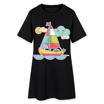 Look de bande dessinée de voile - Robe T-shirt Femme - noir - Devant