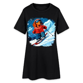 Ski teckel - Robe T-shirt Femme - noir - Devant
