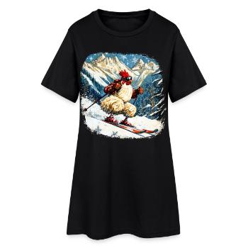 Poulet de ski - Robe T-shirt Femme - noir - Devant