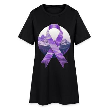 Lavande Cancer sensibilisation Bow Mountains cadeau - Robe T-shirt Femme - noir - Devant