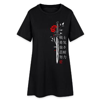 Épée Rose Japon Personnages Esthétique - Robe T-shirt Femme - noir - Devant