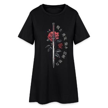 Japon Personnages Épée Rose Cadeau - Robe T-shirt Femme - noir - Devant