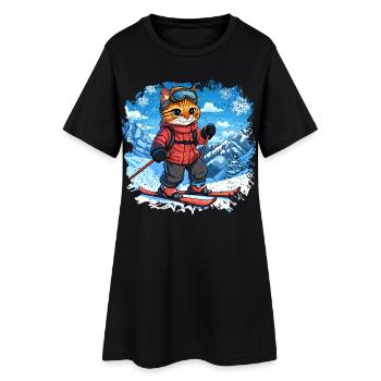 Chats de ski - Robe T-shirt Femme - noir - Devant