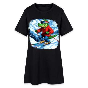 Skieur crocodile - Robe T-shirt Femme - noir - Devant