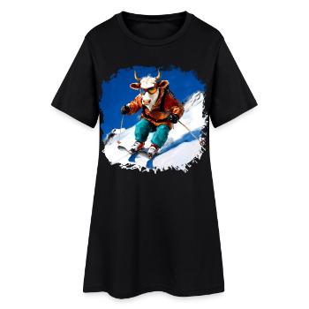 Ski des vaches - Robe T-shirt Femme - noir - Devant