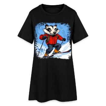 Dachse Ski / Skieur Badger - Robe T-shirt Femme - noir - Devant