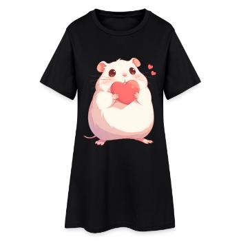 Cadeau de la Saint-Valentin en amour avec un cœur de hamster - Robe T-shirt Femme - noir - Devant