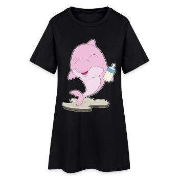 Delfin Babyflasche Milch - Frauen T-Shirt-Kleid - Schwarz - Vorne