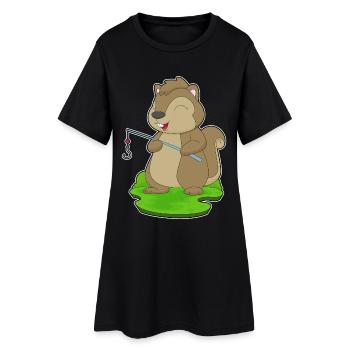 Pêche à la canne à pêche Squirrel Angler - Robe T-shirt Femme - noir - Devant