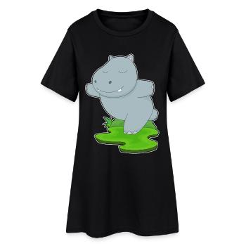 Nilpferd Yoga Fitness Gymnastik - Frauen T-Shirt-Kleid - Schwarz - Vorne