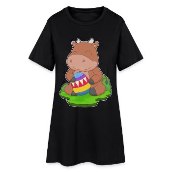 Oeuf de Pâques Taureau - Robe T-shirt Femme - noir - Devant