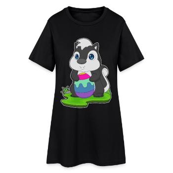 Stinktier Ostern Osterei - Frauen T-Shirt-Kleid - Schwarz - Vorne