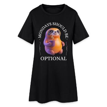 Monday grouch – coffee-drinking sloth - Women’s T-Shirt Dress - black - Front
