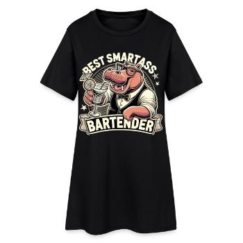 Bartender Barman Hippopotamus Hippopotamus Gift - Women’s T-Shirt Dress - black - Front
