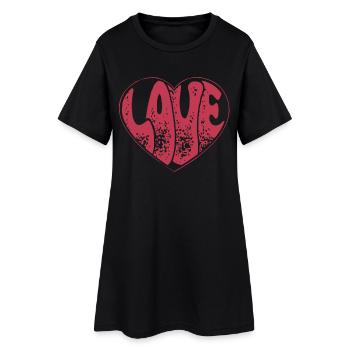 Rétro Groovy Love Coeur Amour Cadeau de la Saint-Valentin - Robe T-shirt Femme - noir - Devant