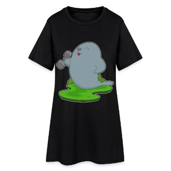 Seehund Bodybuilder Hantel Bodybuilding - Frauen T-Shirt-Kleid - Schwarz - Vorne