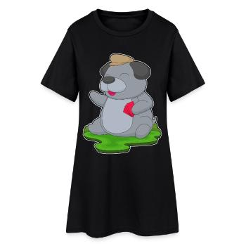Hund Poker Pokerkarten - Frauen T-Shirt-Kleid - Schwarz - Vorne
