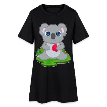 Koala Poker Pokerkarten - Frauen T-Shirt-Kleid - Schwarz - Vorne