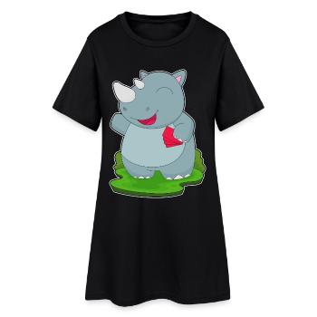 Nashorn Poker Pokerkarten - Frauen T-Shirt-Kleid - Schwarz - Vorne