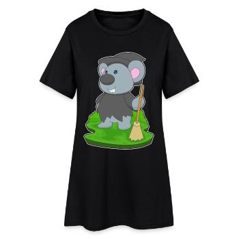 Balai Sorcière Souris - Robe T-shirt Femme - noir - Devant