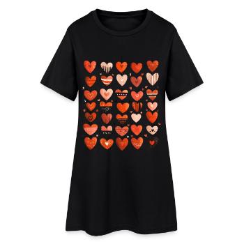 Heart Pattern Heart Pattern Valentine's Day Gift - Women’s T-Shirt Dress - black - Front