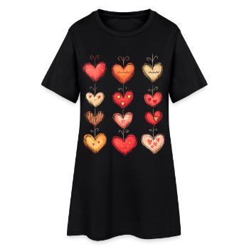 Heart Pattern Valentine's Day Heart Pattern Gift - Women’s T-Shirt Dress - black - Front