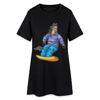 Snowboardeur à cheval Snowboard - Robe T-shirt Femme - noir - Devant