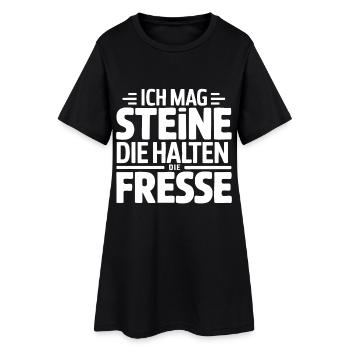 Sarkastisches Steine-Spruch-Design Ich mag Steine - Frauen T-Shirt-Kleid - Schwarz - Vorne