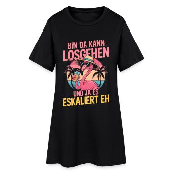 Party Flamingo Sommer Spruch Bin da kannlosgehen - Frauen T-Shirt-Kleid - Schwarz - Vorne