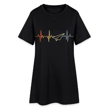 Fréquence cardiaque d’avion en papier - Robe T-shirt Femme - noir - Devant
