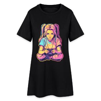 Gaming Girl Look Bande Dessinée - Robe T-shirt Femme - noir - Devant