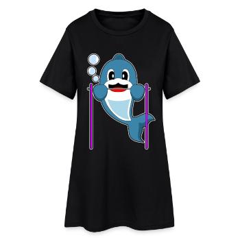 Dolphin Bodybuilder Pull-ups Bodybuilding - Women’s T-Shirt Dress - black - Front