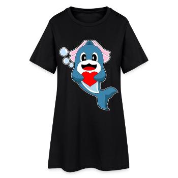 Dauphin Mariée Coeur Mariage - Robe T-shirt Femme - noir - Devant