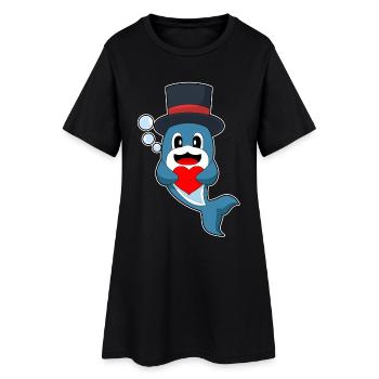 Delfin Bräutigam Herz Hochzeit - Frauen T-Shirt-Kleid - Schwarz - Vorne