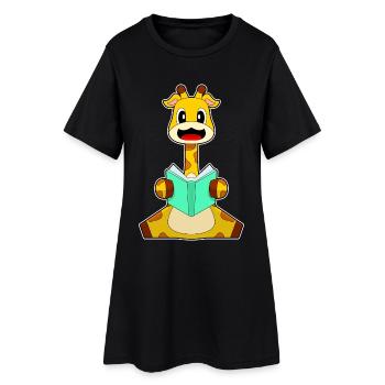 Livre de nerd girafe - Robe T-shirt Femme - noir - Devant