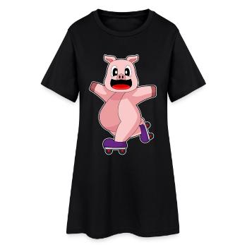 Pig Patins en ligne - Robe T-shirt Femme - noir - Devant