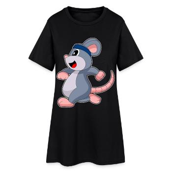 Souris Jogger Jogging Sport - Robe T-shirt Femme - noir - Devant