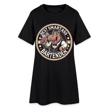 Bartender Barman Hippopotamus Hippopotamus Gift - Women’s T-Shirt Dress - black - Front