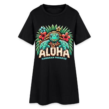 Aloha Schildkröte Hawaii Paradies Geschenk - Frauen T-Shirt-Kleid - Schwarz - Vorne