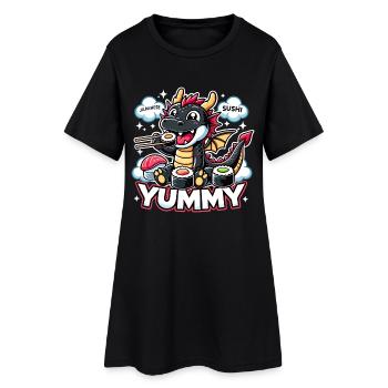 Drache Maki Sushi Yummy Kawaii Geschenk - Frauen T-Shirt-Kleid - Schwarz - Vorne
