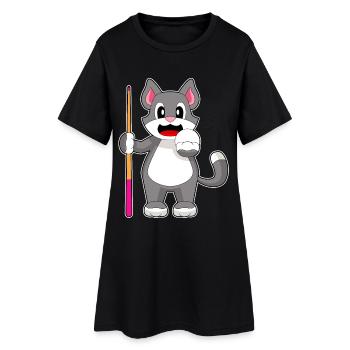 Queue de billard pour chat - Robe T-shirt Femme - noir - Devant