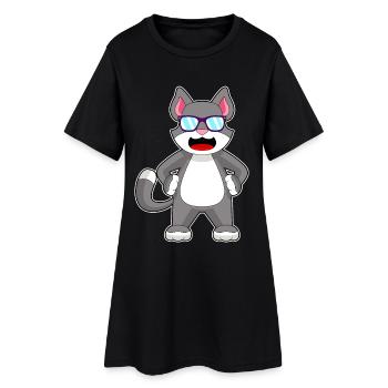 Lunettes de soleil chat - Robe T-shirt Femme - noir - Devant