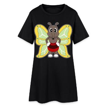 Schmetterling Mücke - Frauen T-Shirt-Kleid - Schwarz - Vorne